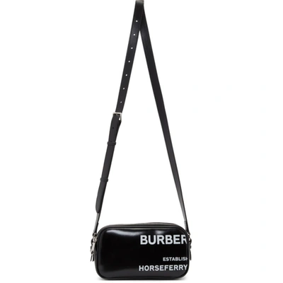 Burberry Leather-trimmed Printed Coated-canvas Shoulder Bag In Black