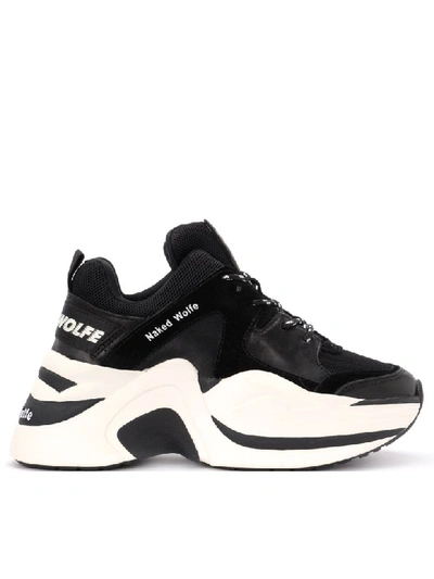 Naked Wolfe Track Sneaker In Black Leather And Suede In Nero
