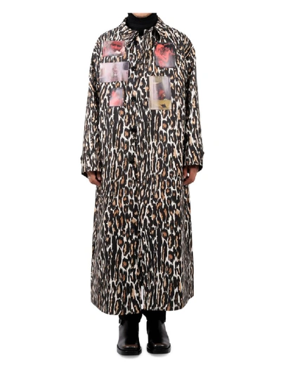 Raf Simons Leopard Carcoat In Ecru