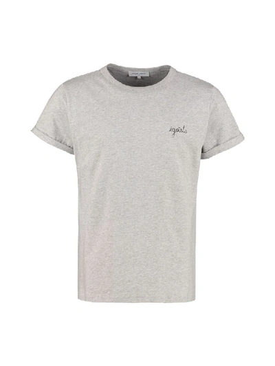 Maison Labiche Embroidered Cotton T-shirt In Grey