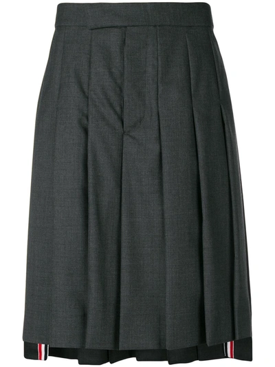 Thom Browne Classic-rise Pleated Skirt In Grey