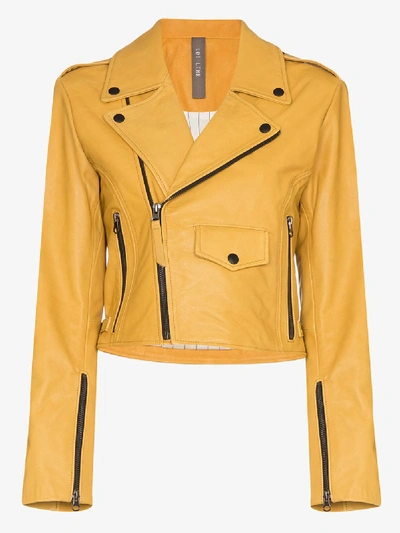 Lot Lthr Isabella Grained-leather Biker Jacket In Yellow