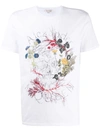 Alexander Mcqueen Skull And Flowers Print T-shirt In 白色