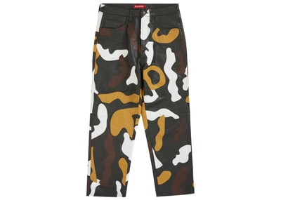 Pre-owned Supreme  Camo Leather 5-pocket Pant Green Camo