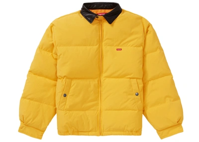 Pre-owned Supreme  Leather Collar Puffy Jacket Yellow