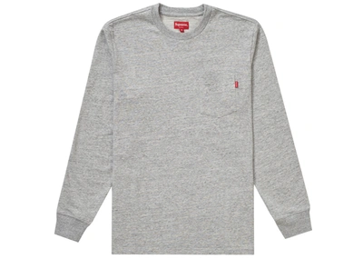 Pre-owned Supreme L/s Pocket Tee Heather Grey | ModeSens