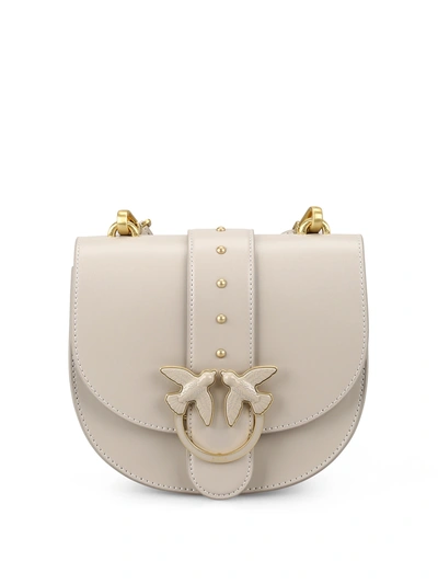 Pinko Simply Round Light Pink Love Bag In Taupe