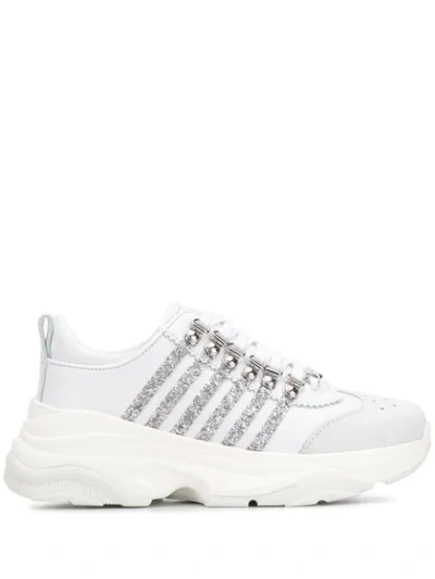 Dsquared2 Sneakers 251 In Pelle Con Decorazioni Glitter In White
