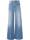 Ganni Wide Leg Cotton Denim Jeans In Blue