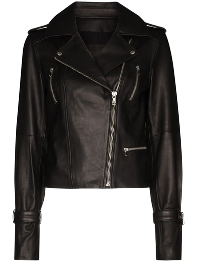 Paige Rayven Leather Biker Jacket In Black