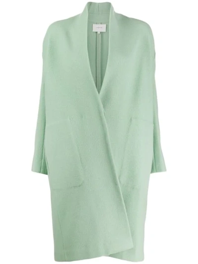Vince Collarless Stretch Wool Coat In Mint