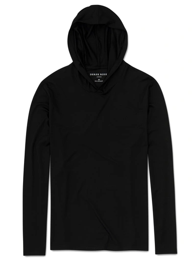 Derek Rose Basel Stretch Micro Modal Jersey Hoodie In Black