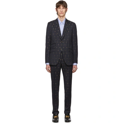 Gucci Navy Gg Pinstripe Suit In 4597 Navy