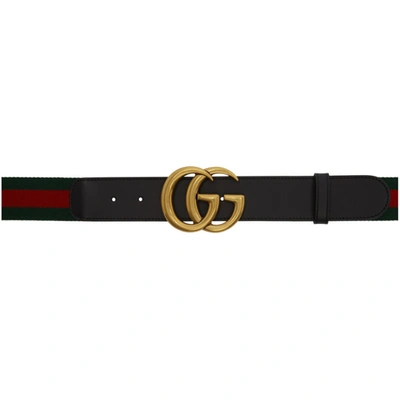 Gucci Black & Red Web Gg Belt In 8476 Black