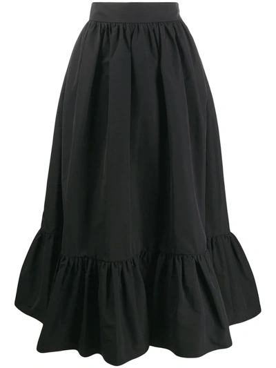 Valentino Micro-faille Full Skirt In Black