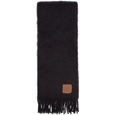 Loewe Black Mohair Scarf In 1100 Black