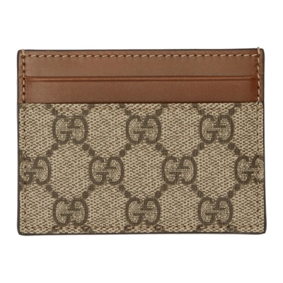 Gucci Beige & Brown Gg Supreme Card Holder In 8526 Beige