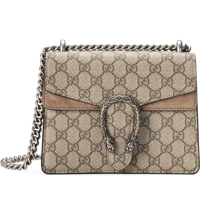 Gucci Mini Gg Supreme Shoulder Bag In Beige Ebony/ Taupe