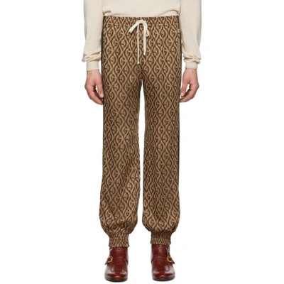 Gucci Diamond Checkered G Track Trousers In 2100 Brnmul