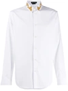 Versace Baroque Embroidered-collar Shirt In White