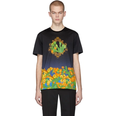 Versace Cactus Flower T-shirt In Navy Gold