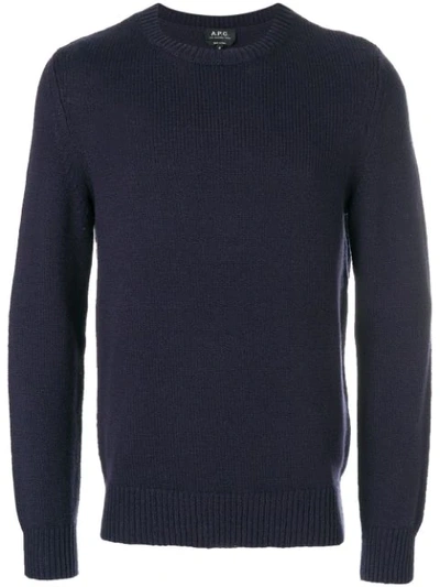 Apc Navy Fine-knit Wool Jumper In Blue