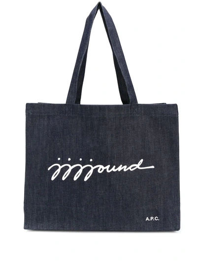 Apc + Jjjjound Logo-print Denim Tote Bag In Blue