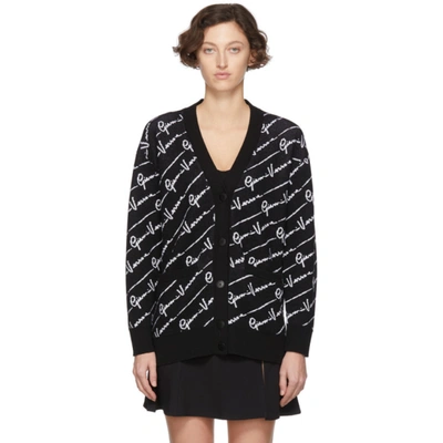 Versace Gv Signature Print Wool Cardigan In A2024 Black