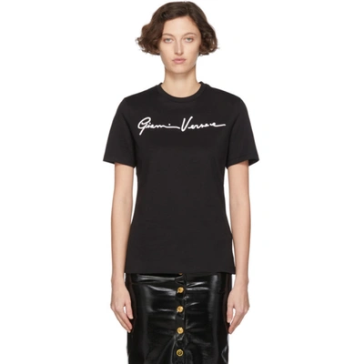 Versace Black Gianni  Embroidered T-shirt In A2024 Black