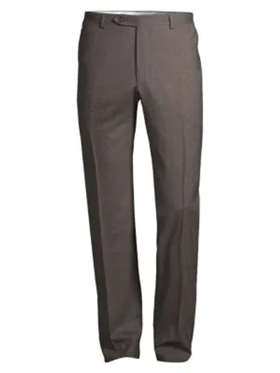 Canali Stretch Wool Trousers In Brown