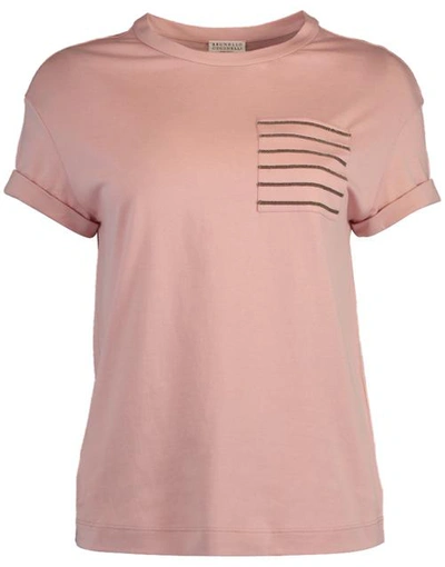 Brunello Cucinelli Cotton Jersey Crewneck T-shirt In Lghtpink