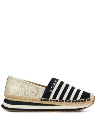 Tory Burch Leather-trimmed Espadrilles In Blue