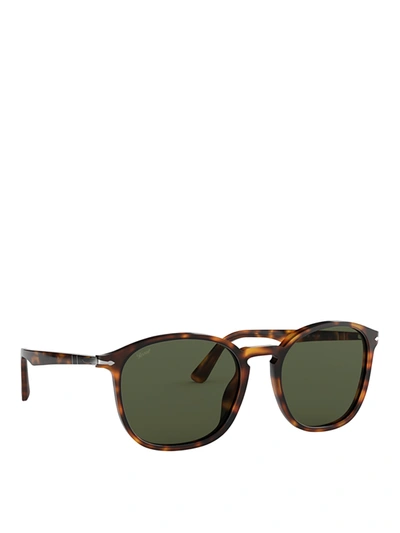 Persol Green Lens Havana Pantos Sunglasses In Brown