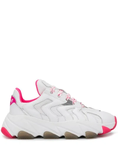 Ash Extreme Chunky Sneakers In White/silver/white/fluo Pink