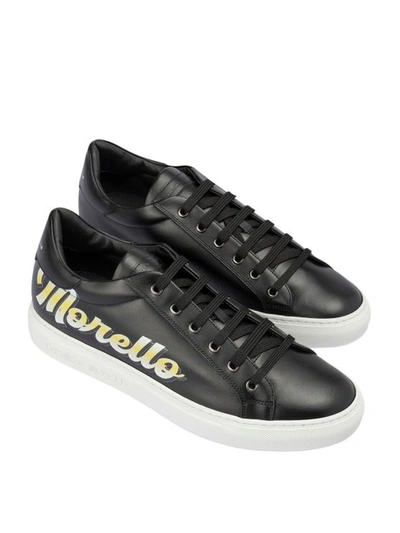 methaan pil terugbetaling Frankie Morello Logo Print Black Leather Sneakers | ModeSens