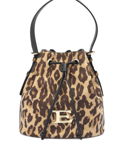 Ermanno Scervino Leo Print Bucket Bag In Grey