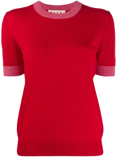 Marni Knitted Slim-fit Top In Red