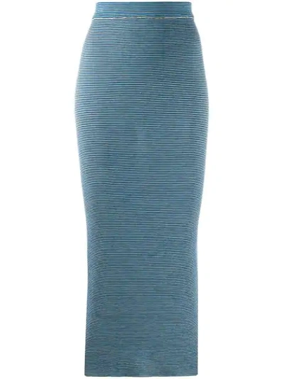 Marni Knitted Pencil Skirt In Blue