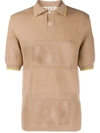 Marni Perforated Knit Polo Shirt In Neutrals