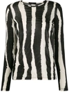 Proenza Schouler Striped Longsleeved T-shirt In Black