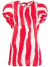 Proenza Schouler Striped Gathered Sleeves T-shirt In Red
