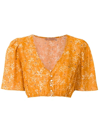 Clube Bossa Runa Printed Crop Blouse In Orange