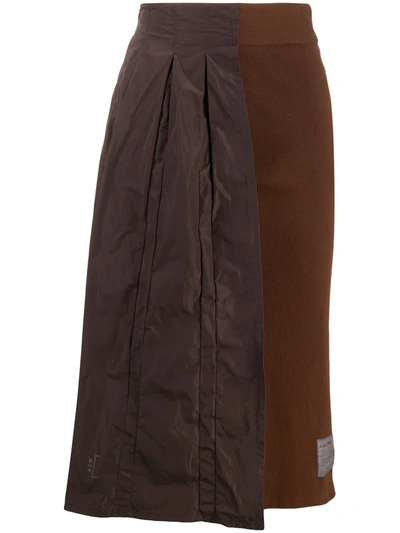 A-cold-wall* Half Pleat Asymmetric Skirt In Brown