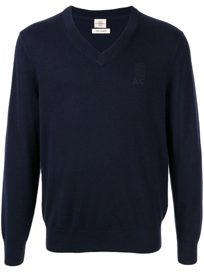 Kent & Curwen Three Lions Cashmere Pullover In Blue