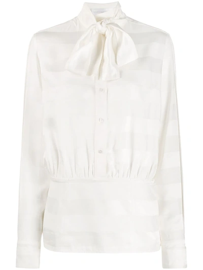 Victoria Victoria Beckham Pussy-bow Striped Shirt In White