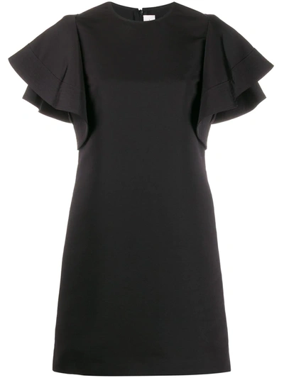 Victoria Victoria Beckham Peplum Sleeve Short Dress In Black