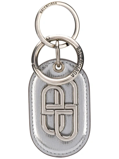 Balenciaga Bb Logo Keyring In Grey