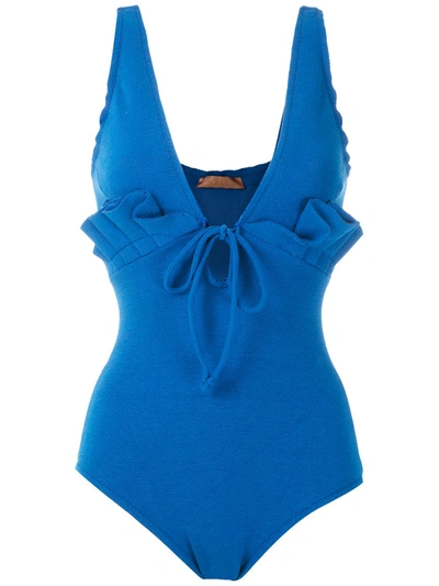 Clube Bossa Nineta Ruffled Swimsuit In Blue