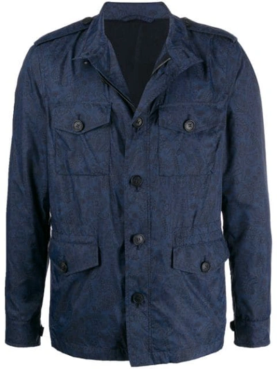 Etro Multi-pocket Paisley Jacket In Blu