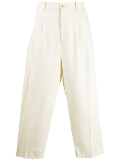 Hed Mayner Wide Leg Pleated Trousers In Neutrals